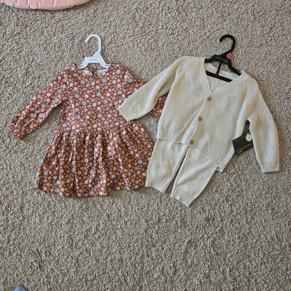 Fall/Winter Dress and Sweater Set Bundle (Size 18 mos)